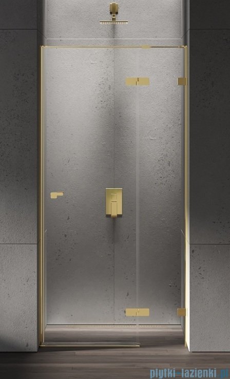 New Trendy Eventa Gold Shine drzwi wnękowe pojedyncze 80x200 cm przejrzyste prawa Złoty połysk EXK-4672