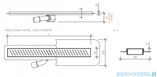 Wiper New Premium Mistral Odpływ liniowy z kołnierzem 70 cm mat 100.1970.03.070