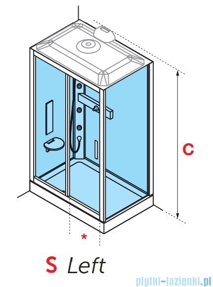 Novellini Glax 3 kabina prysznicowa z hydromasażem 120x90 lewa GL32P299ST1F-1K