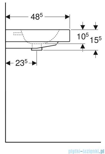 Geberit iCon Umywalka nablatowa z otworem na baterię 60x48,5 cm KeraTect 124560600