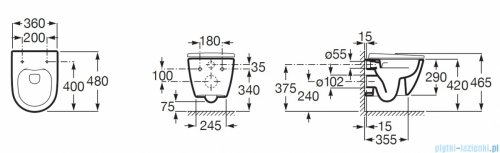Roca Ona miska WC wisząca Rimless biała SUPERGLAZE A346688S00