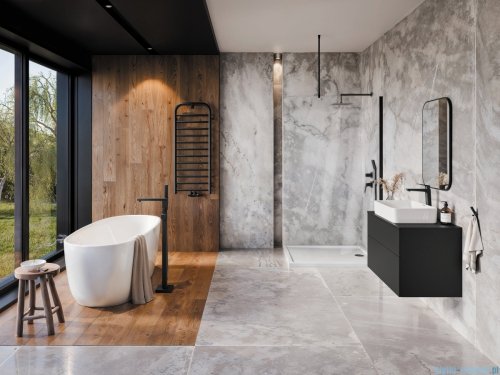 Deante BLUR Bateria wannowa wolnostojąca z zestawem prysznicowym nero BQL_N17M