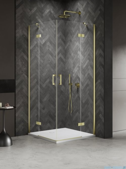 New Trendy Nesta Light Gold kabina 120x110x200 cm drzwi podwójne złoty połysk/szkło przejrzyste K-4573