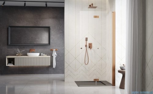 Radaway Nes 6 Brushed Copper KDD B kabina walk-in 80cm prawa szczotkowana miedź szkło przejrzyste 10024080-93-01R