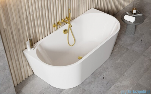 Besco Vica New wanna 150x80cm wolnostojąca przyścienna z odpływem klik-klak chrom z napełnieniem przez przelew #WAS-150VNN