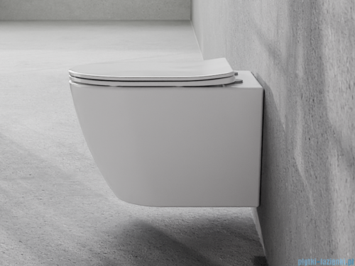 Besco Aspen White miska WC wisząca + deska wolnoopadająca Aspen Slim White biały połysk #ZAS-B-DASB