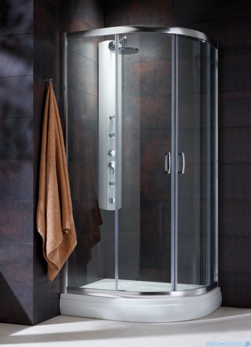 Radaway Premium Plus E Kabina półokrągła z drzwiami przesuwnymi 100x80x190cm szkło grafitowe