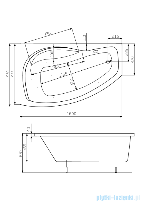 Roca Nicole wanna 160x95cm lewa z hydromasażem Smart WaterAir Plus A24T173000