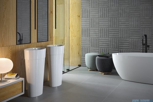 Besco Uniqa Glam Srebrna umywalka wolnostojąca 32x46x84cm #UMD-U-WGS