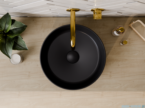 Besco Clea Cera-Line Black Matt umywalka nablatowa czarna ø 34,5 cm czarny matt  UNCM-35-CLC