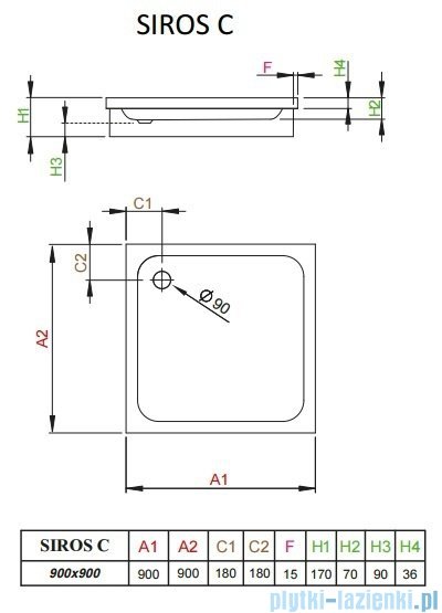 Radaway Brodzik kwadratowy Siros C 90x90 na podstawie styropianowej SBC9917-1
