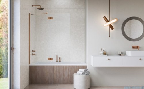 Radaway Essenza Brushed Copper PND II parawan nawannowy 140cm lewy szczotkowana miedź/przejrzyste 110002140-93-01L