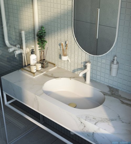 Deante SILIA Umywalka granitowa podblatowa/wpuszczana 58,8x39 cm alabaster CQS_AU6U