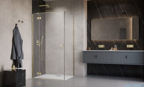 Radaway Essenza Kdj Brushed Gold kabina 80x90cm lewa szczotkowane złoto 1385043-99-01L/1384050-01-01