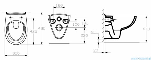 Roca Madalena Rimless miska wc podwieszana A34629L000
