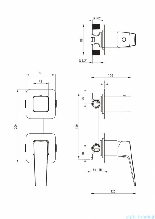 Deante BLUR Bateria prysznicowa podtynkowa z przełącznikiem natrysku bianco BQL_A44P