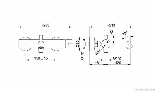 KFA MOZA BLACK bateria wannowa pozioma czarny 5034-020-81 