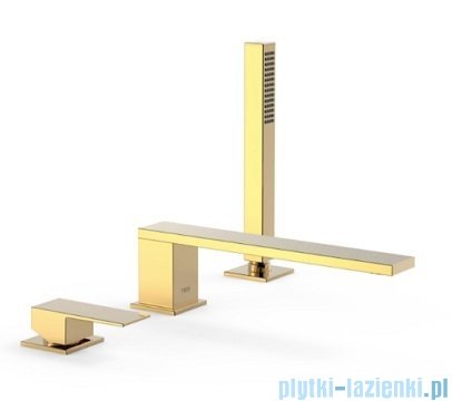 Tres CUADRO Bateria wannowa jednouchwytowa 3-otworowa złota 00616103OR