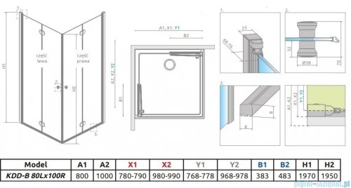 Radaway Eos KDD B kabina prysznicowa 80x100 przejrzyste 137333-01-01L