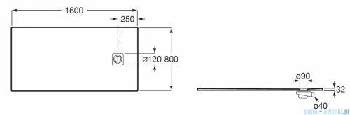 Roca Magma 160x80cm brodzik prostokątny kompozytowy STONEX biały APE0164032003100