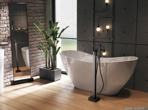 Besco Viya 170x72cm wanna wolnostojąca konglomeratowa + syfon klik-klak chrom #WMD-170-V