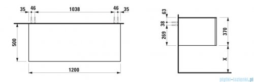 Laufen ILBAGNOALESSI szafka pod umywalkę 120x50 cm Biały mat H4313000972601