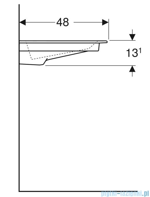 Geberit One CleanDrain Umywalka meblowa z powierzchnią odkładczą po lewej stronie 90x48cm KeraTect 505.013.00.1