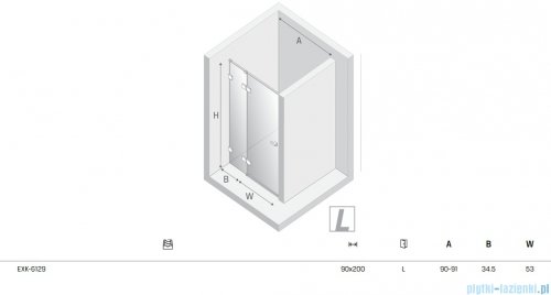 New Trendy Eventa Black Chrome drzwi wnękowe pojedyncze 90x200 cm przejrzyste lewe czarny połysk EXK-6129