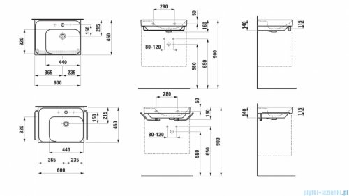 Laufen Meda umywalka ścienna 60x46cm biały mat  H8171127571041