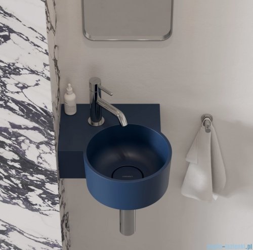 Omnires Ovo M+ umywalka nablatowa/wisząca lewa 33x34 cm midnight blue mat OVO335UWLMB