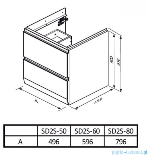 Oristo Brylant szafka z umywalką wisząca 59x50x45 czarny mat OR36-SD2S-60-8-V3/UME-AM-60-92