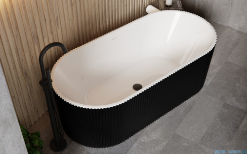 Besco Giuliana B&amp;W 150x75cm wanna wolnostojąca ryflowana akrylowa + syfon klik-klak chrom #WASB-150-G