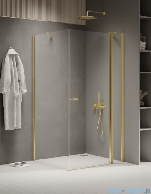 New Trendy New Soleo Light Gold 110x80x195 cm kabina wspornik skośny złoty połysk/szkło przejrzyste K-1864