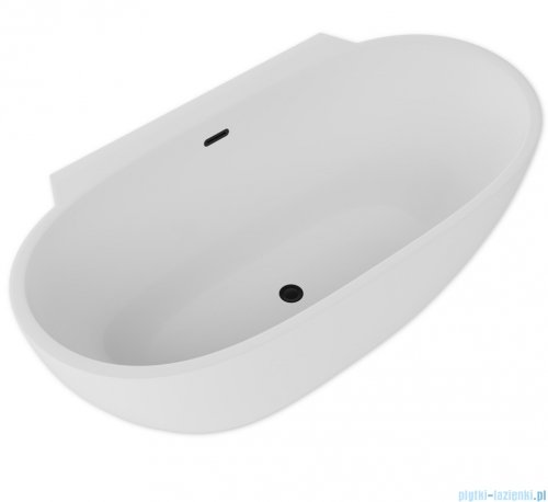 ScandiBath Mandal wanna wolnostojąca/przyścienna z korkiem i przelewem CZARNYM 170x85cm  Q360S-1701OEMBL