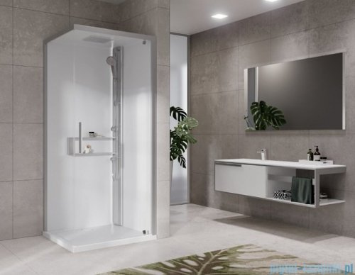 Novellini Glax 2 2.0 kabina z hydromasażem 80x80 prawa srebrna G22GF89DT1-1BB