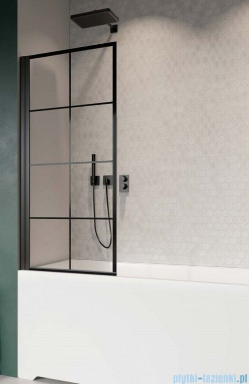 Radaway Nes 8 Black Pnj I Factory parawan nawannowy 60cm lewy czarny mat/szkło przejrzyste 10061060-54-55L