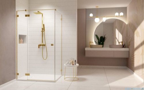 Radaway Essenza Pro Brushed Gold Kdj kabina 100x110cm lewa szczotkowane złoto 10097100-99-01L/10098110-01-01