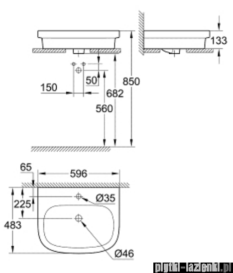 Grohe Euro Ceramic umywalka 60x50 cm nablatowa PureGuard biała 3933700H