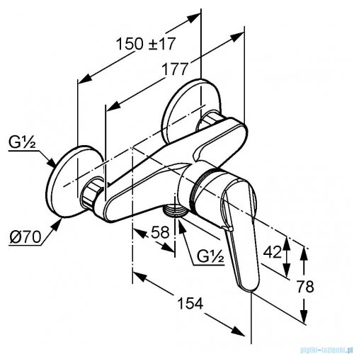 Vitalle VISE  bateria natryskowa ścienna chrom 378420590
