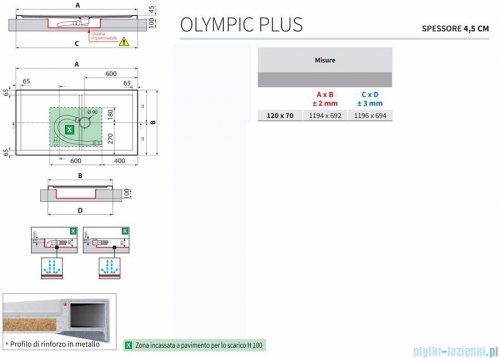 Novellini Olympic Plus brodzik prostokątny 180x80x4,5cm OL180804-30