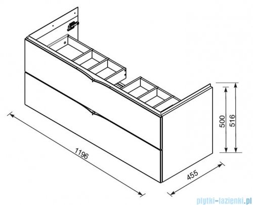 rysunek techniczny Oristo Siena szafka z umywalką Amelia 120x50x45 szary mat OR45-SD2S-120-12/UME-AM-120-92-C