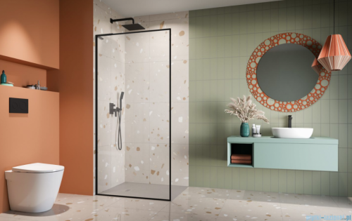 Radaway Modo F SL Black II kabina Walk-in 65x201,6cm lewa Czarna szkło przejrzyste 10419065-54-01L