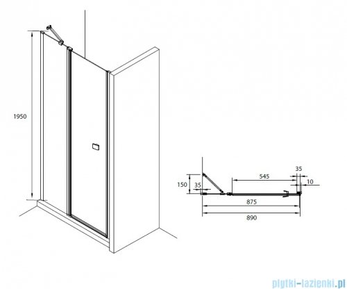 Roca Capital drzwi prysznicowe CZARNY MAT 90x200cm przejrzyste AM4609016M