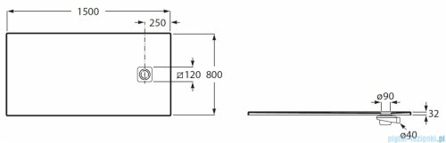 Roca Magma 150x80cm brodzik prostokątny kompozytowy STONEX BEŻOWY APE015DC32003650