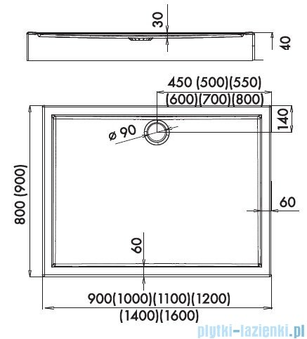 Novellini City A brodzik prostokątny 80x90 cm VRS809014-30