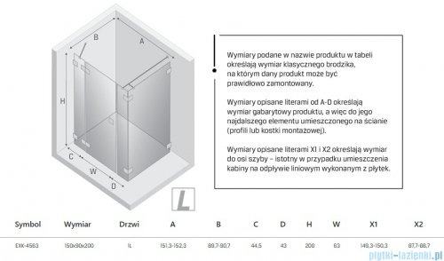 New Trendy Eventa kabina prysznicowa prostokątna 150x90x200 cm lewa EXK-4563