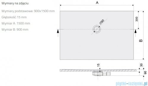 Sanplast Open Structure Mineral B-M/OPEN STR brodzik prostokątny 90x150x1,5 cm mat czerni 645-440-0580-59-020