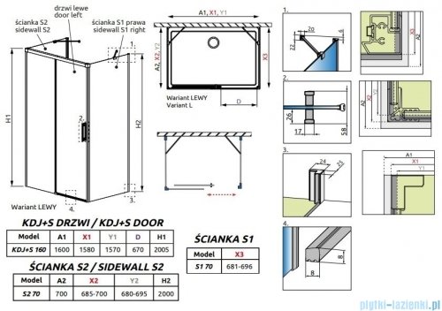 Radaway Idea Kdj+s kabina prysznicowa 70x160x70 lewa przejrzyste 10116160-01-01L/387048-01-01R/10117070-01-01