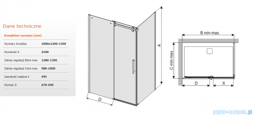 Sanplast kabina KND2/ALTII narożna prostokątna 100x120-130x210 cm grafit 600-121-1021-42-491