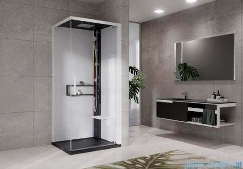Novellini Glax 2 2.0 kabina z hydromasażem hydro plus 80x80 prawa czarna G22GF89DT1L-1HU